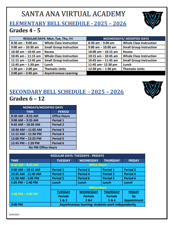  Bell Schedules